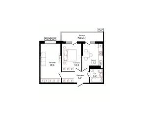 2-к квартира, вторичка, 57м2, 22/23 этаж