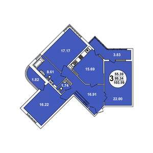 3-к квартира, вторичка, 104м2, 13/23 этаж
