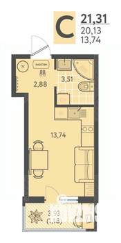 Студия квартира, вторичка, 21м2, 5/18 этаж