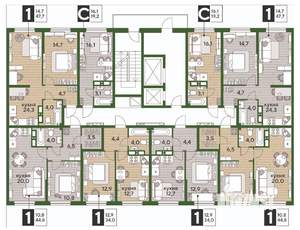 1-к квартира, вторичка, 48м2, 14/16 этаж
