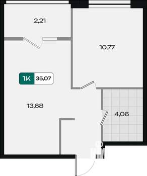 1-к квартира, вторичка, 35м2, 4/18 этаж