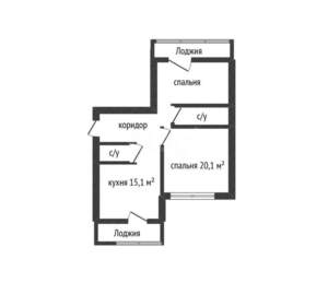 2-к квартира, вторичка, 65м2, 2/14 этаж