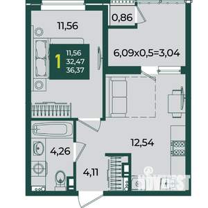 1-к квартира, вторичка, 36м2, 18/18 этаж
