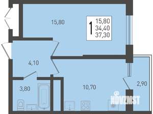 1-к квартира, вторичка, 37м2, 13/24 этаж