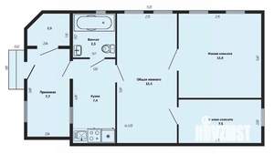 3-к квартира, вторичка, 57м2, 1/1 этаж