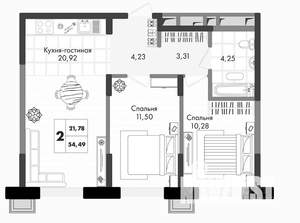 2-к квартира, вторичка, 54м2, 4/9 этаж