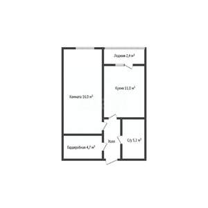 1-к квартира, вторичка, 38м2, 1/16 этаж