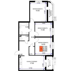 3-к квартира, вторичка, 85м2, 3/18 этаж