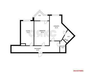 2-к квартира, вторичка, 72м2, 9/12 этаж