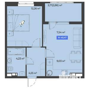 1-к квартира, вторичка, 40м2, 4/5 этаж