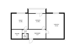 2-к квартира, вторичка, 57м2, 14/16 этаж