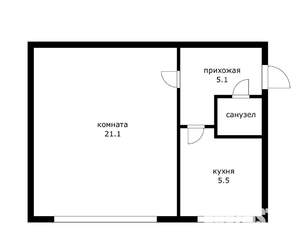 1-к квартира, вторичка, 33м2, 2/2 этаж