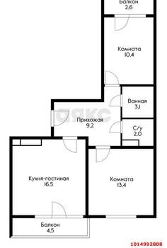 2-к квартира, вторичка, 62м2, 5/24 этаж
