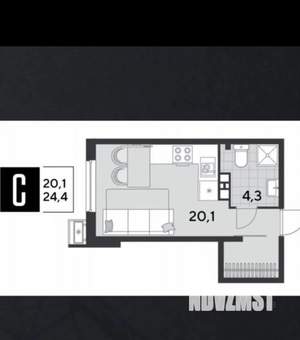 Студия квартира, вторичка, 24м2, 6/18 этаж
