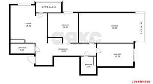 3-к квартира, вторичка, 74м2, 1/7 этаж