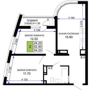 2-к квартира, вторичка, 54м2, 15/18 этаж