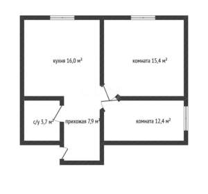 2-к квартира, вторичка, 50м2, 1/6 этаж