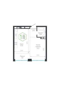 1-к квартира, вторичка, 41м2, 3/24 этаж