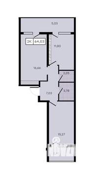2-к квартира, вторичка, 64м2, 6/8 этаж