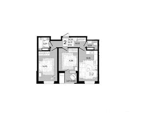2-к квартира, вторичка, 57м2, 3/18 этаж