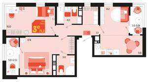 3-к квартира, вторичка, 71м2, 18/18 этаж