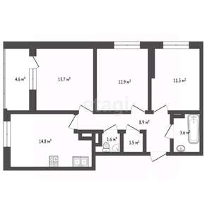 3-к квартира, вторичка, 69м2, 8/16 этаж
