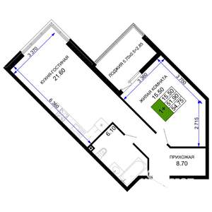 1-к квартира, строящийся дом, 55м2, 1/12 этаж
