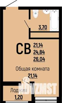 Студия квартира, вторичка, 26м2, 22/24 этаж
