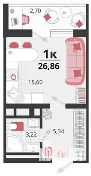 Студия квартира, вторичка, 27м2, 9/18 этаж