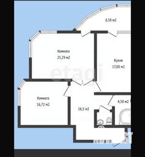 2-к квартира, вторичка, 82м2, 7/22 этаж