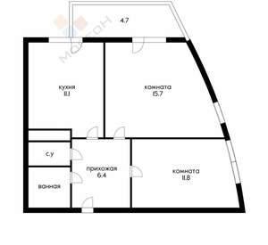2-к квартира, вторичка, 49м2, 13/24 этаж