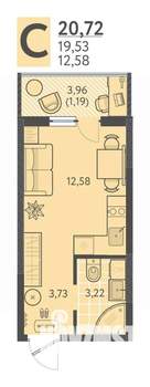 Студия квартира, вторичка, 21м2, 12/18 этаж