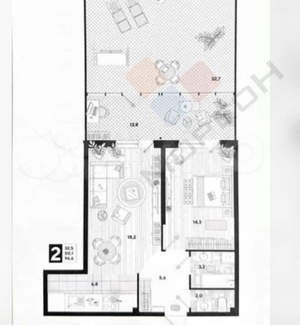 2-к квартира, вторичка, 97м2, 2/16 этаж