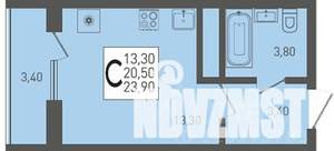 Студия квартира, строящийся дом, 24м2, 13/24 этаж