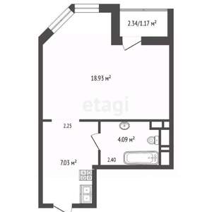 Студия квартира, вторичка, 32м2, 1/16 этаж