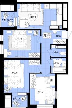 3-к квартира, вторичка, 74м2, 6/18 этаж