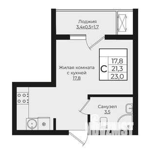 Студия квартира, вторичка, 23м2, 7/7 этаж