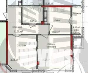 2-к квартира, вторичка, 68м2, 13/16 этаж