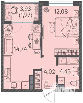 1-к квартира, вторичка, 36м2, 2/9 этаж