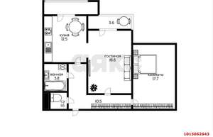 2-к квартира, вторичка, 66м2, 13/23 этаж