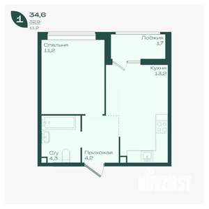 1-к квартира, вторичка, 35м2, 2/18 этаж