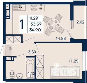 1-к квартира, вторичка, 35м2, 6/18 этаж