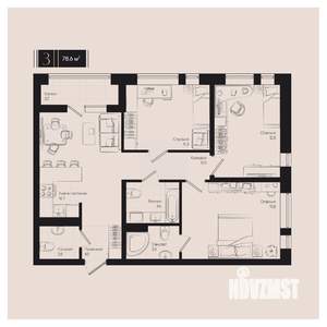 3-к квартира, вторичка, 79м2, 3/18 этаж