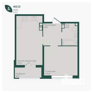1-к квартира, вторичка, 43м2, 11/18 этаж