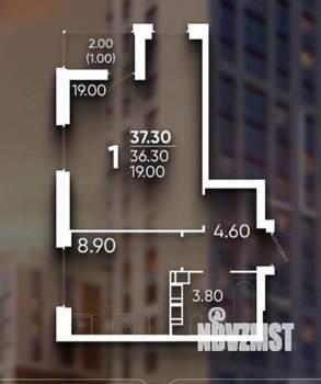 1-к квартира, вторичка, 37м2, 14/16 этаж
