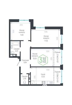 3-к квартира, вторичка, 75м2, 3/24 этаж