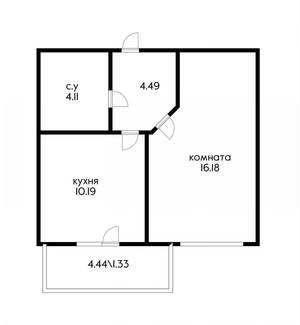 1-к квартира, вторичка, 34м2, 6/8 этаж