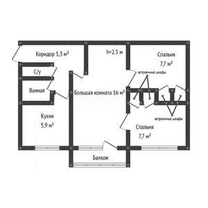 3-к квартира, вторичка, 47м2, 4/5 этаж