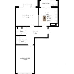 2-к квартира, вторичка, 69м2, 8/23 этаж