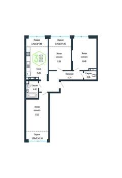 3-к квартира, вторичка, 86м2, 3/24 этаж
